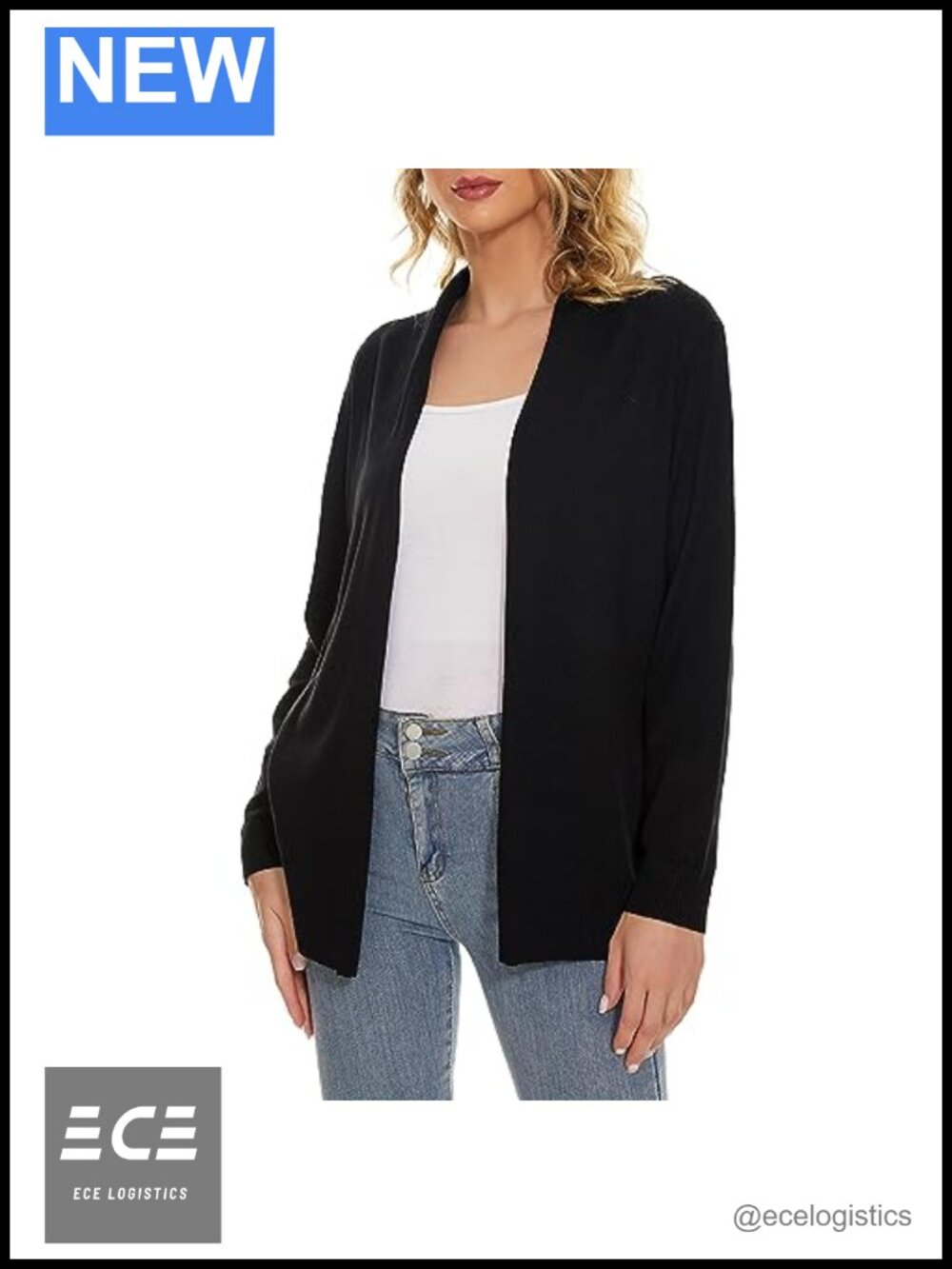 Women's Open Front Lightweight Belted Cardigan Long Sleeve Relaxed Fit